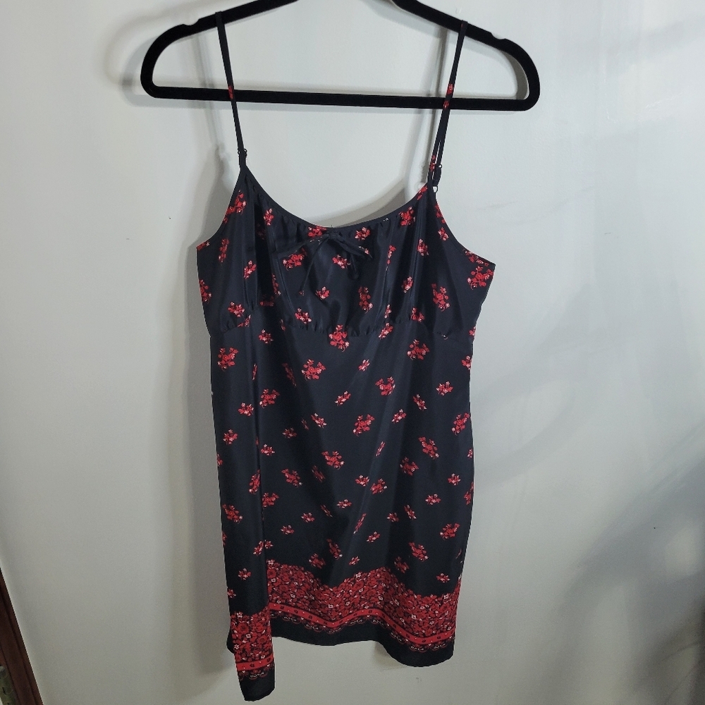Fashion Bug Black And Red Floral Spaghetti Strap Dress, Size 12